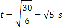 t=√(30/6)=√5 s