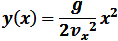 y(x)=g/(2v_x^2 ) x^2