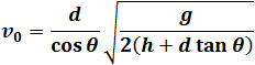 v_0=d/cos⁡θ  √(g/(2h-2d tan⁡θ ))