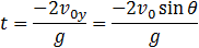 t=(-v_0y)/g=(-2v_0  sin⁡θ)/g