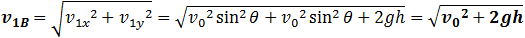 v_t2^2=v_0^2  sin^2⁡γ+2gh