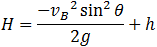 -h=v_B  sin⁡θ  d/(v_B  cos⁡θ )+1/2 g d^2/(v_B^2  cos^2⁡θ )