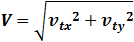 V=√(v_tx^2+v_ty^2 )
