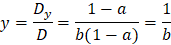 y=D_y/D=(1-a)/(b(1-a))=1/b