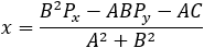 x=(B^2 P_x-ABP_y-AC)/(A^2+B^2 )
