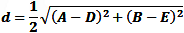 Distance between circles centers