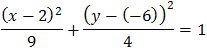 (x-2)^2/9+(y-(-6))^2/4=1