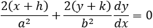 2(x-h)/a^2 +2(y-k)/b^2   dy/dx=1