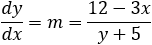 dy/dx=m=(12-3x)/(y+5)