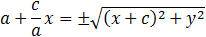 a+c/a x=±√((x+c)^2+y^2 )
