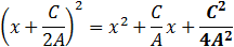 (x-C/2A)^2=x^2-C/A x+C^2/〖4A〗^2 