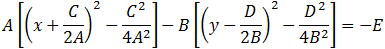 A(x-C/2A)^2-C^2/4A-B(y-D/2B)^2+D^2/4B=-E