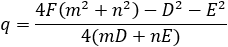 q^2 (4C+4A-1)+q(4D√C+4E√A)+D^2+E^2-4F(A+C)=0