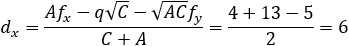 d_x=(Af_x-q√C-√AC f_y)/(C+A)=(4+13-5)/2=6