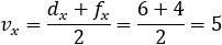 v_x=(d_x+f_x)/2=(6+4)/2=5