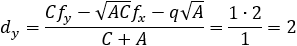 d_y=(Cf_y-√AC f_x-q√A)/(C+A)=(1∙2)/1=2