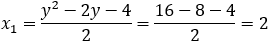 x_1=(y^2+3y+4)/2=(4+6+4)/2=7