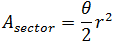 A_sector=θ/2 r^2