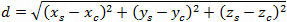 distance of intersected circle center